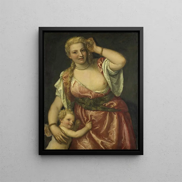 Venus and Cupid - Atelier of Paolo Veronese — framed artwork on a wall