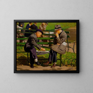 Ladies in the Park - Worth Brehm — framed artwork on a wall