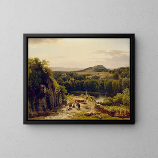 Landscape painting in the Harz Mountains - Worthington Whittredge — framed artwork on a wall