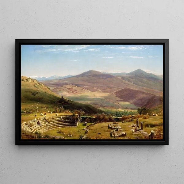 L'Amphithéâtre de Tusculum et les monts Albains Rome - Worthington Whittredge — framed artwork on a wall