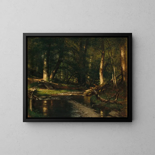 The stream in the woods - Worthington Whittredge — framed artwork on a wall