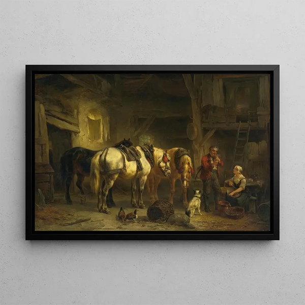 in the stables - Wouterus Verschuur — framed artwork on a wall