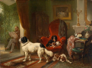 Interior painting with dogs - Wouterus Verschuur — artwork view