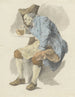 An old man sitting lights his pipe during a test - Woutherus Mol — artwork view