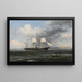 The American steamer Kearsage leaving Boston port - Xanthus Russell Smith — framed artwork on a wall