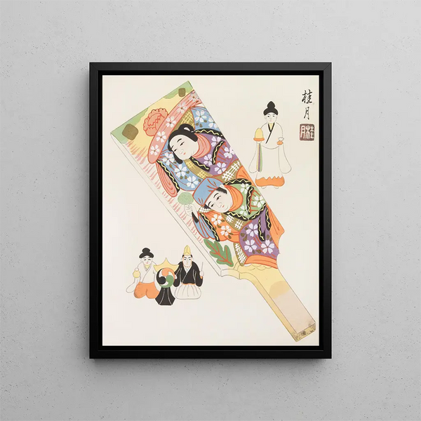 Japanese Folk Toys Painting Kydo Gangu SH Haru Pl06 - Yamashita Hakuba — framed artwork on a wall