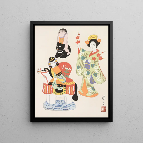 Toys folkloriques japonais Kydo gangu sh haru Pl12 - Yamashita Hakuba — framed artwork on a wall