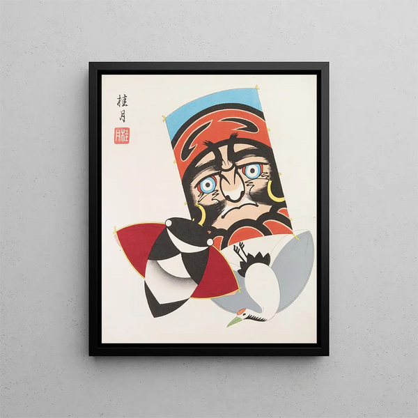 Japanese Folk Toys Painting Kydo Gangu SH Haru Pl20 - Yamashita Hakuba — framed artwork on a wall