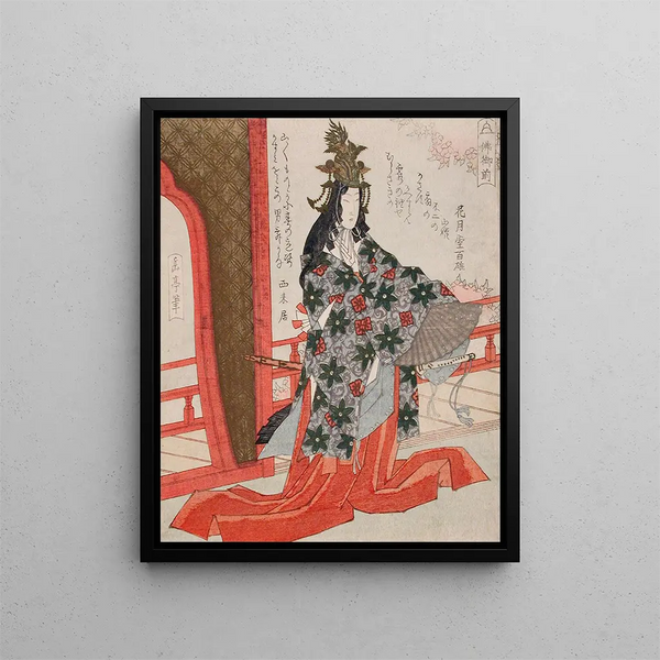 the dancer Hotoke Gozen - Yashima Gakutei — framed artwork on a wall