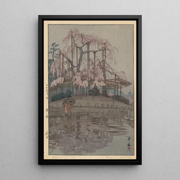 Eight Cherry Blossom Scenes Spring Rain Sakura Hachidai Harusame - Yoshida Hiroshi — framed artwork on a wall