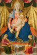 La Vierge de l'humilité avec deux anges musiciens - Zanobi Strozzi — framed artwork on a wall