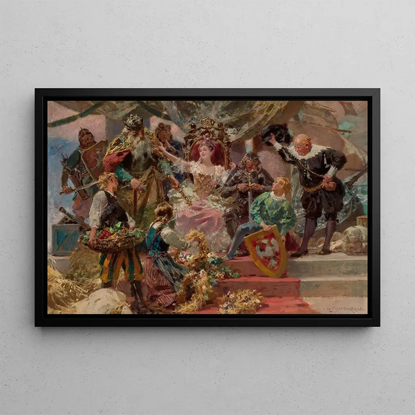 Allegory of the Capitals of Poland - Zdzisław Jasiński — framed artwork on a wall