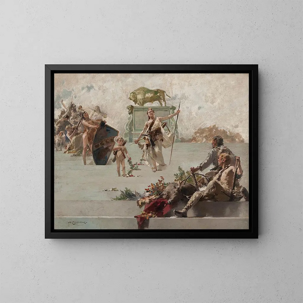 Allegory of the Hunt - Zdzisław Jasiński — framed artwork on a wall