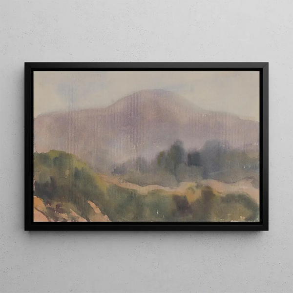 Under a blue mountain - Zolo Palugyay — framed artwork on a wall