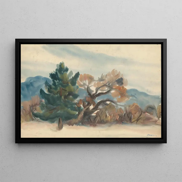 Edge of the Forest in Autumn - Zolo Palugyay — framed artwork on a wall