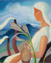 Girl in white with factory chimneys and flowers - Zolo Palugyay — artwork view