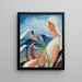 Girl in white with factory chimneys and flowers - Zolo Palugyay — framed artwork on a wall