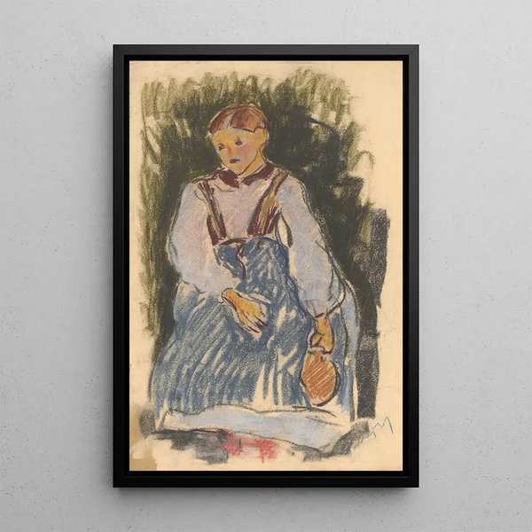Girl with a Jug - Zolo Palugyay — framed artwork on a wall