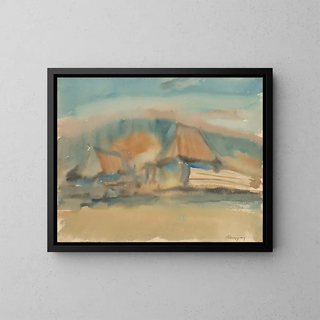 Hamlet dans la brume du matin - Zolo Palugyay — framed artwork on a wall