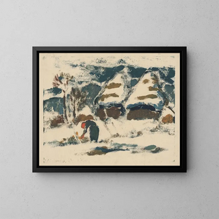 Mountain landscape painting with a view - Zolo Palugyay — framed artwork on a wall
