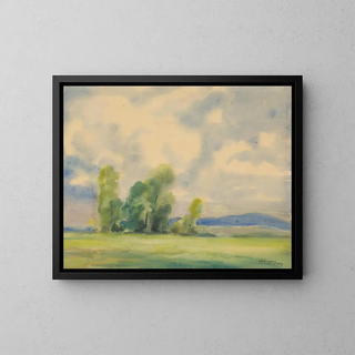 Landscape Painting - Zolo Palugyay — framed artwork on a wall