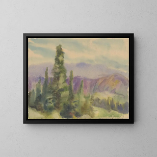 Mountain motif of Liptov - Zolo Palugyay — framed artwork on a wall