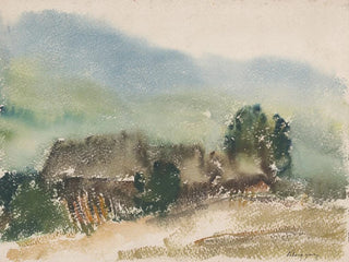 motif with village cottages - Zolo Palugyay — artwork view