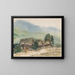 motif with village cottages - Zolo Palugyay — framed artwork on a wall
