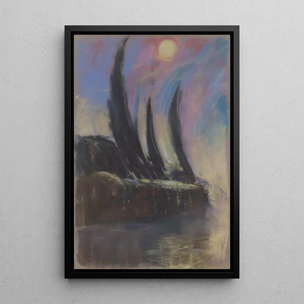 Nighttime ambiance painting - Zolo Palugyay — framed artwork on a wall