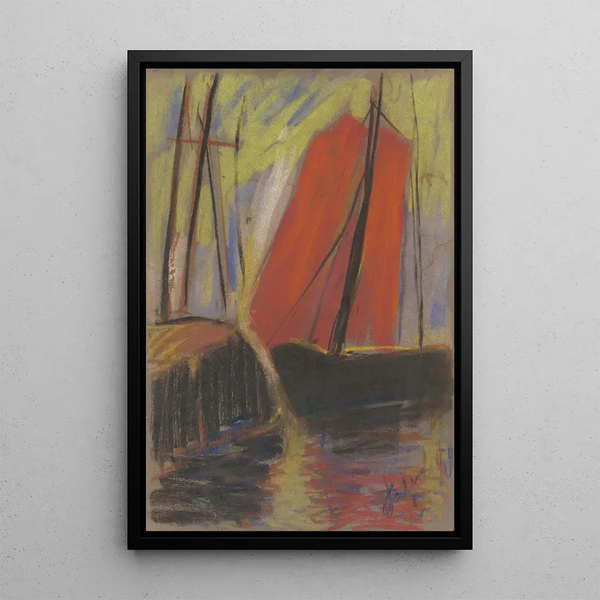 Yacht rouge - Zolo Palugyay — framed artwork on a wall