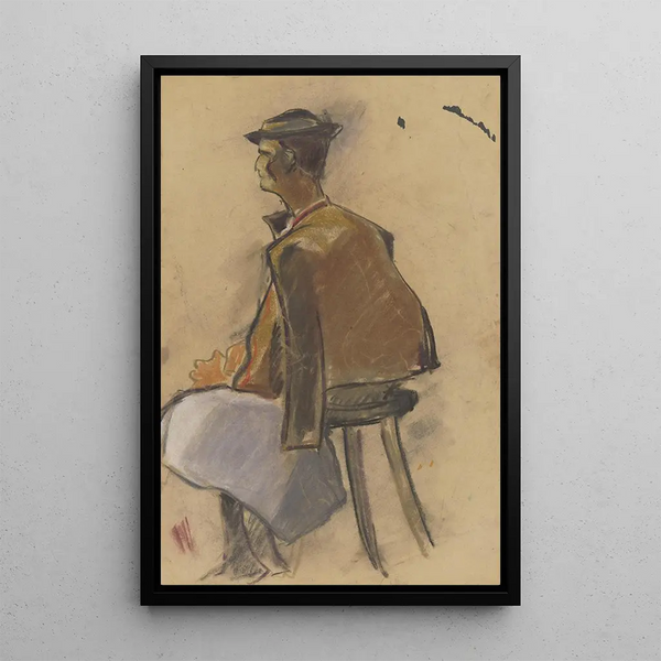 Young man at rest - Zolo Palugyay — framed artwork on a wall