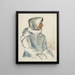 a girl sitting in a white scarf from the side - Zolo Palugyay — framed artwork on a wall