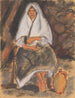 a seated girl with a jug - Zolo Palugyay — artwork view