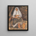 a seated girl with a jug - Zolo Palugyay — framed artwork on a wall
