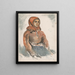 a girl sitting with a red wool scarf - Zolo Palugyay — framed artwork on a wall