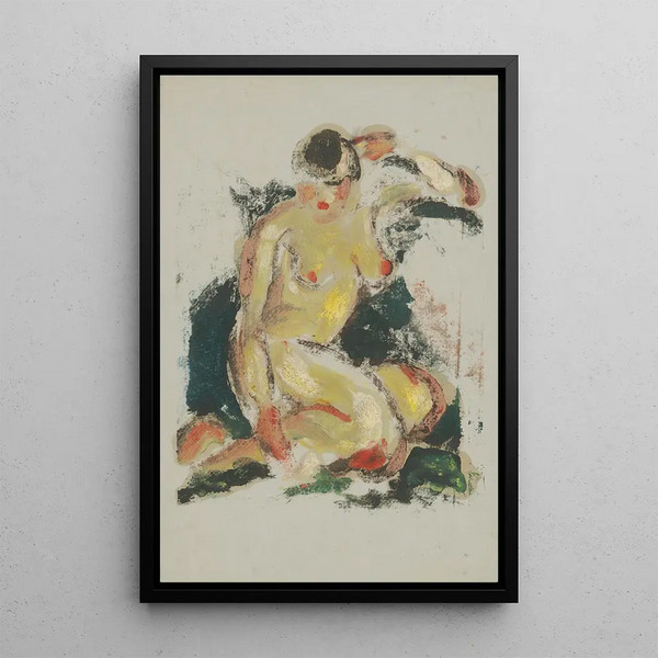 a seated woman - Zolo Palugyay — framed artwork on a wall