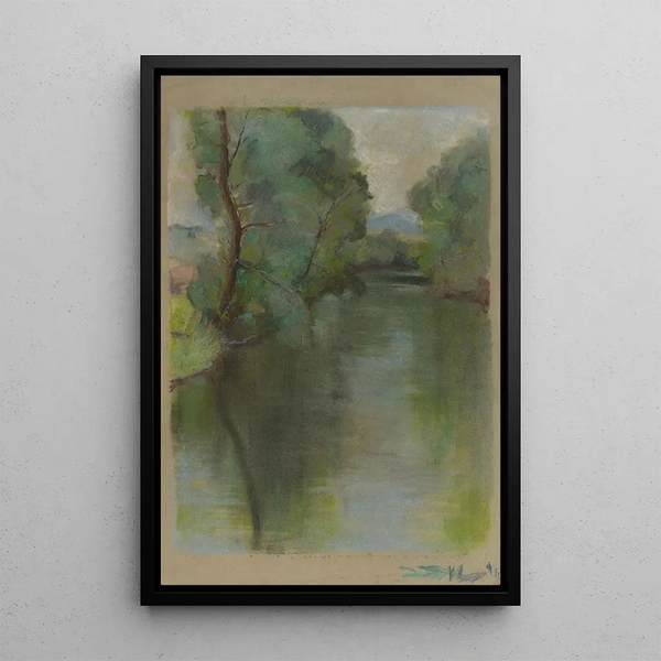 Silent River Painting - Zolo Palugyay — framed artwork on a wall