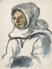 Study of a girl wearing a large winter scarf - Zolo Palugyay — artwork view