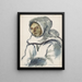 Study of a girl wearing a large winter scarf - Zolo Palugyay — framed artwork on a wall