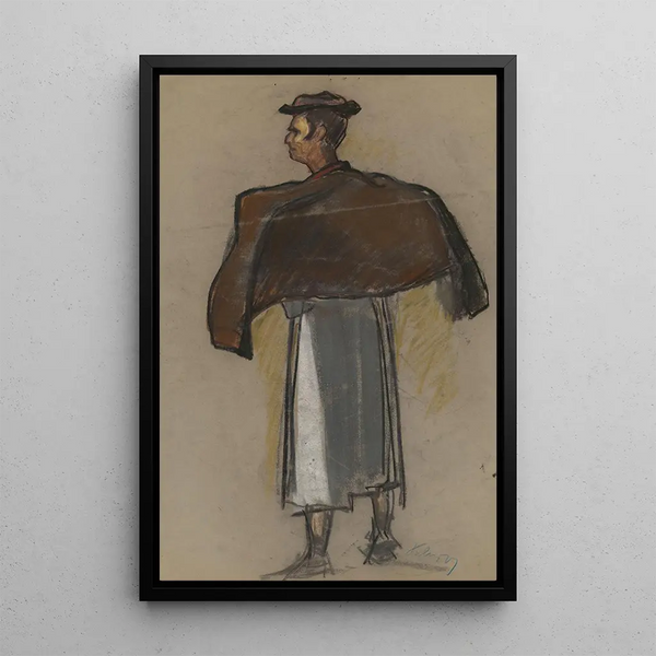 Study of a man in traditional costume - Zolo Palugyay — framed artwork on a wall