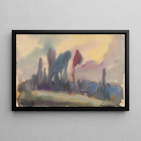 Large Trees by the Forest Edge - Zolo Palugyay — framed artwork on a wall