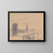City in the fog - Zolo Palugyay — framed artwork on a wall