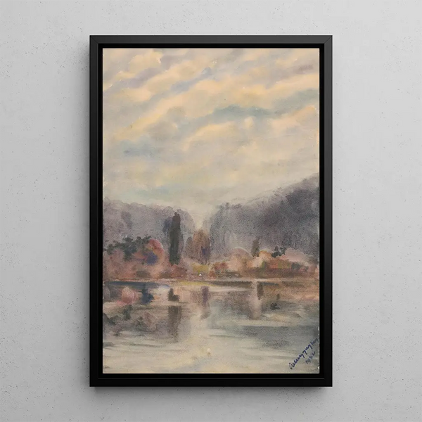 Twilight at the pond - Zolo Palugyay — framed artwork on a wall