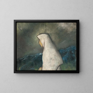 Woman with White Shawl - Zolo Palugyay — framed artwork on a wall