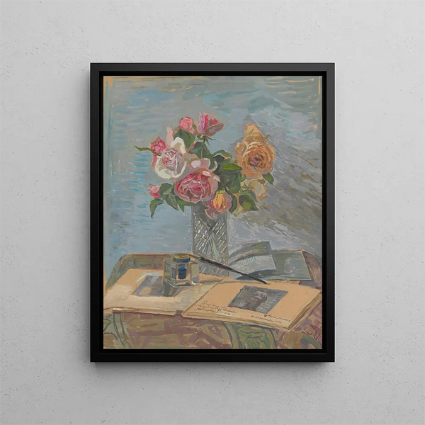 Bouquet de roses - Zygmunt Waliszewski — framed artwork on a wall