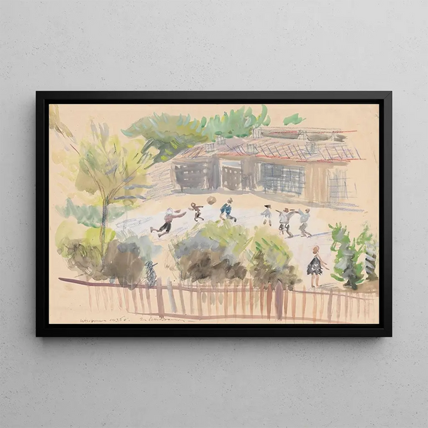 Schoolyard Painting - Zygmunt Waliszewski — framed artwork on a wall