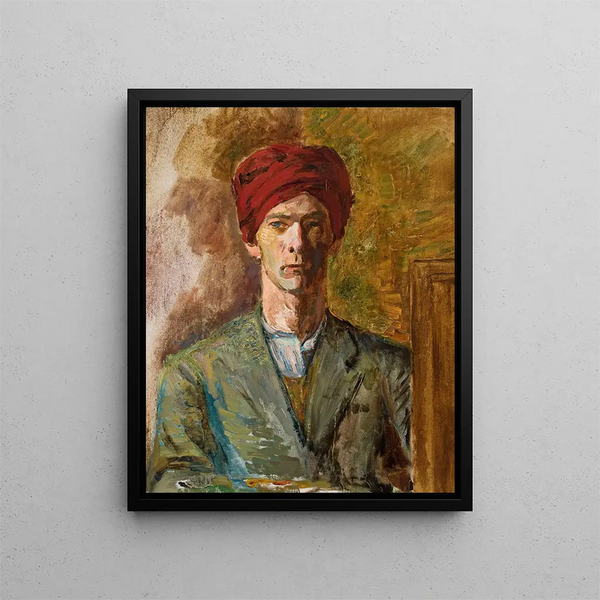 Self-portrait with turban - Zygmunt Waliszewski — framed artwork on a wall