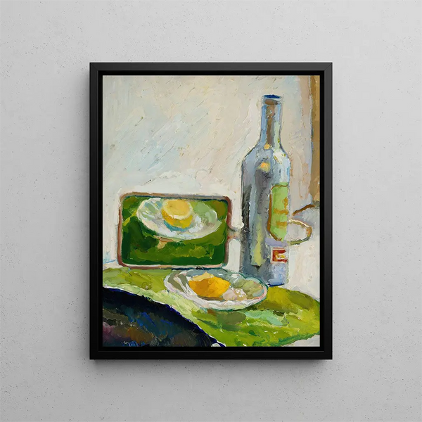 Still life with bottle - Zygmunt Waliszewski — framed artwork on a wall