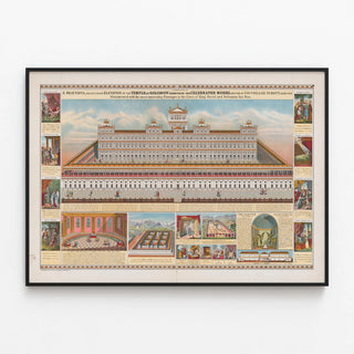 Detailed architectural poster of Solomon's Temple — framed artwork on a wall