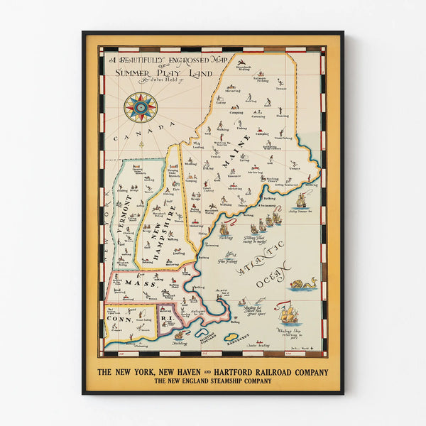 Summer Fun Map Poster - Vintage Wall Decoration